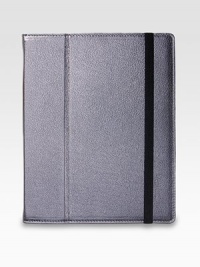 Hinged leather cover folds back to create a stable easle, allowing you to work horizontally or vertically. Four inner leather-wrapped corners and a chamois-cloth lining secure and protect your iPad.Hand-crafted leather8W X 9¾HMade in USA