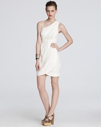 Cut an effortlessly chic silhouette in this Shoshanna one-shoulder dress that will seamlessly take you from the garden party to cocktail hour. Cut an effortlessly chic silhouette in this Shoshanna one-shoulder dress that will seamlessly take you from the garden party to cocktail hour.