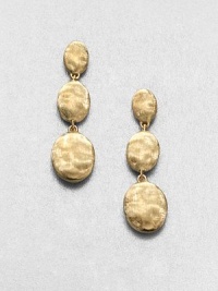 From the Siviglia Collection. Three graduated, hand-engraved, 18k gold ovals in an elegant, drop design. 18k goldDrop, about 1Post backMade in Italy From the Siviglia Collection. Three graduated, hand-engraved, 18k gold ovals in an elegant, drop design. 18k goldDrop, about 1Post backMade in Italy