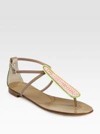 Trend-smart neon hues revitalize this lightweight leather staple with crystal-coated details. Leather upper with crystal-coated detailsAdjustable ankle strapLeather lining and solePadded insoleMade in Italy Trend-smart neon hues revitalize this lightweight leather staple with crystal-coated details. Leather upper with crystal-coated detailsAdjustable ankle strapLeather lining and solePadded insoleMade in Italy