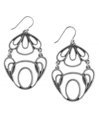 Go for wide open style. Lucky Brand's chic drop earrings feature an openwork pattern in silver tone mixed metal. Approximate drop: 2 inches. Go for wide open style. Lucky Brand's chic drop earrings feature an openwork pattern in silver tone mixed metal. Approximate drop: 2 inches.