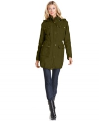 MICHAEL Michael Kors' stylish anorak is outfitted with a bevy of functional pockets and flattering cinched details for a look that makes utility so chic. MICHAEL Michael Kors' stylish anorak is outfitted with a bevy of functional pockets and flattering cinched details for a look that makes utility so chic.