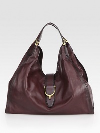Double top handles, 8 dropStrap flap closureOne inside zip pocketTwo inside open pocketsSuede lining17W X 14½H X 6DMade in Italy Double top handles, 8 dropStrap flap closureOne inside zip pocketTwo inside open pocketsSuede lining17W X 14½H X 6DMade in Italy