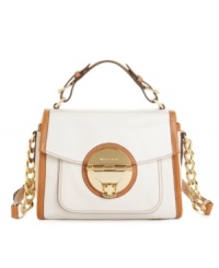 Camel, cream and gold - this 18K gold-embellished supersoft leather purse perfectly melds rich hues and materials for a luxe look. Camel, cream and gold - this 18K gold-embellished supersoft leather purse perfectly melds rich hues and materials for a luxe look.