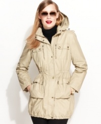 MICHAEL Michael Kors' stylish anorak is outfitted with a bevy of functional pockets and flattering cinched details for a look that makes utility chic. MICHAEL Michael Kors' stylish anorak is outfitted with a bevy of functional pockets and flattering cinched details for a look that makes utility chic.