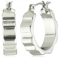 Nine West DECO'D OUT TRITONE Small Silver-Tone Textured Hoop Earrings Nine West DECO'D OUT TRITONE Small Silver-Tone Textured Hoop Earrings