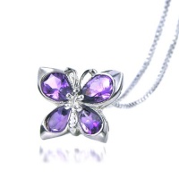 Sterling Silver & Amethyst Butterfly Pendant with 18 Chain Sterling Silver & Amethyst Butterfly Pendant with 18 Chain