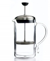 Fall in love with the true flavors of rich coffee brewed to perfection by an expert press that pulls out the lush oils and robust taste of freshly ground beans. This press pulls double duty with a double-walled glass construction, creating an indulgent blend and keeping it hot for hours, so you can sit back and sip at your own pace . Fall in love with the true flavors of rich coffee brewed to perfection by an expert press that pulls out the lush oils and robust taste of freshly ground beans. This press pulls double duty with a double-walled glass construction, creating an indulgent blend and keeping it hot for hours, so you can sit back and sip at your own pace .