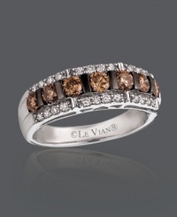 A luscious mix of rich sparkle. Ring by Le Vian features round-cut chocolate diamonds (9/10 ct. t.w.) and two rows of white diamonds (1/4 ct. t.w.) set in 14k white gold. Size 7. A luscious mix of rich sparkle. Ring by Le Vian features round-cut chocolate diamonds (9/10 ct. t.w.) and two rows of white diamonds (1/4 ct. t.w.) set in 14k white gold. Size 7.