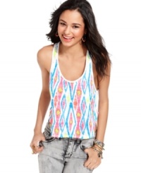 Faded ikat print makes this tank from Curious Gypsy a summer essential! Don the top with your trusty jeans on days when you're just kickin' it! Faded ikat print makes this tank from Curious Gypsy a summer essential! Don the top with your trusty jeans on days when you're just kickin' it!