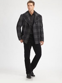 An outerwear essential tailor made for the modern gentleman, rendered in a luxurious wool blend, for extended warmth and comfort.Button-frontWaist slash pocketsAbout 30 from shoulder to hem55% wool/45% nylonDry cleanImported