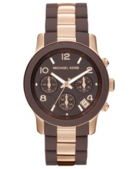 The beautiful pairing of rose and chocolate create a romantic Runway watch from Michael Kors. The beautiful pairing of rose and chocolate create a romantic Runway watch from Michael Kors.