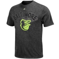 MLB Majestic Baltimore Orioles Neon Logo Heathered T-Shirt - Charcoal MLB Majestic Baltimore Orioles Neon Logo Heathered T-Shirt - Charcoal