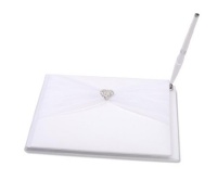 Darice VL414GB, Guest Book with Pen Rhinestone Heart Sheer, White Darice VL414GB, Guest Book with Pen Rhinestone Heart Sheer, White