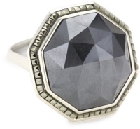 Judith Jack Magnifique Sterling Silver, Marcasite and Hematite Octagon Ring, Size 8