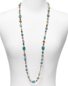 Burn bright with this Lauren Ralph Lauren beaded necklace, which features an elegant melange of semi-precious stones, set off by a plated gold chain.