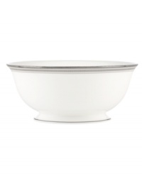 Dressed in soft grays and ribbons of platinum, the Palmetto Bay serving bowl by kate spade makes your table a destination for modern elegance. Dressed in soft grays and ribbons of platinum, the Palmetto Bay serving bowl by kate spade makes your table a destination for modern elegance.