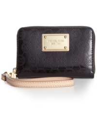 Get dialed in to signature style with this logo-embossed lovely from MICHAEL Michael Kors. Crafted from glossy patent leather with signature detailing, its pocket-lined interior stashes phone, cash, cards, and more. Get dialed in to signature style with this logo-embossed lovely from MICHAEL Michael Kors. Crafted from glossy patent leather with signature detailing, its pocket-lined interior stashes phone, cash, cards, and more.