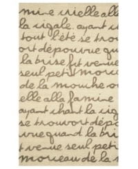 Pure poetry! Sweet nothings scripted in breathless cursive adorn this chic, romantic rug from Liora Manne's indoor/outdoor Promenade collection. Hand-hooking and hand-tufting techniques are combined to achieve the rich, textural surface. UV stabilized to minimize fading, the fashion-forward, durable rug is sure to please. Hose off for easy cleaning. Pure poetry! Sweet nothings scripted in breathless cursive adorn this chic, romantic rug from Liora Manne's indoor/outdoor Promenade collection. Hand-hooking and hand-tufting techniques are combined to achieve the rich, textural surface. UV stabilized to minimize fading, the fashion-forward, durable rug is sure to please. Hose off for easy cleaning.