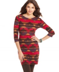 Teeming with autumnal hues, this fitted sheath dress from American Rag makes it easy to welcome colder temps. Style the dress with tights and boots for a look that's right for fall. Teeming with autumnal hues, this fitted sheath dress from American Rag makes it easy to welcome colder temps. Style the dress with tights and boots for a look that's right for fall.