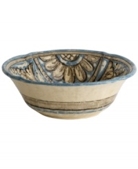 Truly one of a kind, the handcrafted Rosone serving bowl evokes the old country with its rustic form and watercolor floral design. Complements the Arte Italica dinnerware collection. Truly one of a kind, the handcrafted Rosone serving bowl evokes the old country with its rustic form and watercolor floral design. Complements the Arte Italica dinnerware collection.
