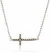 Judith Jack Reversibles Sterling Silver, Swarovski Marcasite and Crystal Side Cross Pendant Necklace