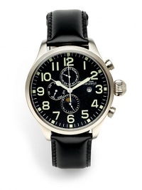 THE LOOKRound stainless steel case, 38mm (1.5)Smooth bezelSilvertone multi-function dialRoman numerals and bar hour markersTransparent case backBlack croc-print leather strapWater resistant to 3 ATMTHE MATERIALStainless steelCroc-print leatherORIGINImported THE LOOKRound stainless steel case, 38mm (1.5)Smooth bezelSilvertone multi-function dialRoman numerals and bar hour markersTransparent case backBlack croc-print leather strapWater resistant to 3 ATMTHE MATERIALStainless steelCroc-print leatherORIGINImported
