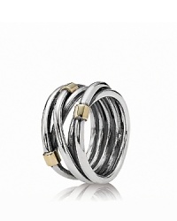 A layered wrap-style ring in smooth sterling silver from PANDORA. 14K gold stations add chic mixed-metal contrast. A layered wrap-style ring in smooth sterling silver from PANDORA. 14K gold stations add chic mixed-metal contrast.