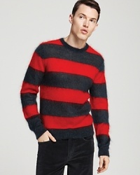 Indulge in the super-fun, kid-inspired stripes and exceptional softness of this crewneck sweater from MARC BY MARC JACOBS. Indulge in the super-fun, kid-inspired stripes and exceptional softness of this crewneck sweater from MARC BY MARC JACOBS.