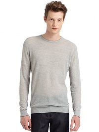 THE LOOKCrewneckPullover styleLong sleevesRibbed cuffs and hem with contrast trimTHE MATERIAL82% cotton/18% nylonCARE & ORIGINDry cleanMade in Italy THE LOOKCrewneckPullover styleLong sleevesRibbed cuffs and hem with contrast trimTHE MATERIAL82% cotton/18% nylonCARE & ORIGINDry cleanMade in Italy