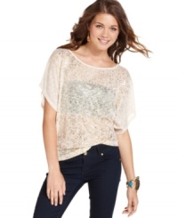 A loose silhouette and splattered metallic print bring casual-glam style to an effortless day top! From Dolled Up. A loose silhouette and splattered metallic print bring casual-glam style to an effortless day top! From Dolled Up.