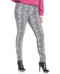 Printed denim is a must-have this season, so score MICHAEL Michael Kors' plus size skinny jeans-- the snakeskin design is super-sexy! Printed denim is a must-have this season, so score MICHAEL Michael Kors' plus size skinny jeans-- the snakeskin design is super-sexy!
