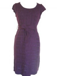 JESSICA SIMPSON Cap Sleeve Belted Sweater Dress-PURPLE-MEDIUM JESSICA SIMPSON Cap Sleeve Belted Sweater Dress-PURPLE-MEDIUM