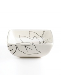 Mix-and-match! Sprawling black-and-white flowers lend your tabletop a modern sensibility. A blend of classic florals and contemporary design, this soup/cereal bowl from the Laurie Gates dinnerware and dishes collection is crafted to enhance your decor at special occasions or quiet nights at home. Mix-and-match! Sprawling black-and-white flowers lend your tabletop a modern sensibility. A blend of classic florals and contemporary design, this soup/cereal bowl from the Laurie Gates dinnerware and dishes collection is crafted to enhance your decor at special occasions or quiet nights at home.