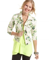 Prepare your wardrobe for a floral takeover! Jessica Simpson's denim jacket is one of our favorite toppers of the season, thanks to a fresh-as-spring floral print. Prepare your wardrobe for a floral takeover! Jessica Simpson's denim jacket is one of our favorite toppers of the season, thanks to a fresh-as-spring floral print.
