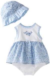 Little Me Baby-girls Newborn Belle Popover and Hat, Blue Floral, 9 Months Little Me Baby-girls Newborn Belle Popover and Hat, Blue Floral, 9 Months