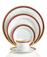 An instant classic, the Red Rim place setting combines bands of holiday red and filigree-patterned gold in elegant white porcelain. Layer with Charter Club's Grand Buffet Classic Gold and Holly Berry dinnerware. An instant classic, the Red Rim place setting combines bands of holiday red and filigree-patterned gold in elegant white porcelain. Layer with Charter Club's Grand Buffet Classic Gold and Holly Berry dinnerware.