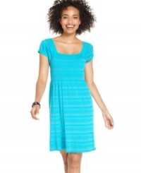Heather stripes plus a girly, a-line fit take this casual day dress from JJ Basics to super-cute heights! Heather stripes plus a girly, a-line fit take this casual day dress from JJ Basics to super-cute heights!
