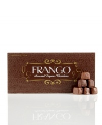 Enjoy a sweet nip of your favorite liqueur flavor, flawlessly combined with Frango's famous chocolate. Each heavenly bite delivers a smooth, rich burst of grownup taste. Enjoy a sweet nip of your favorite liqueur flavor, flawlessly combined with Frango's famous chocolate. Each heavenly bite delivers a smooth, rich burst of grownup taste.
