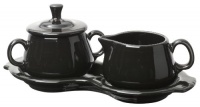Fiesta Covered Creamer and Sugar Set with Tray, Black Fiesta Covered Creamer and Sugar Set with Tray, Black