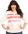 Sequined stripes spotlight American Rag's long sleeve plus size top-- it's so on-trend!