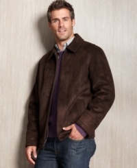 Get geared up to go out and about in the cool weather with this stylish faux-shearling coat from Perry Ellis. Get geared up to go out and about in the cool weather with this stylish faux-shearling coat from Perry Ellis.