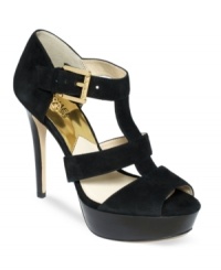 MICHAEL Michael Kors' Ebony platform sandals add the perfect amount of sophisticated glamour to your night out.