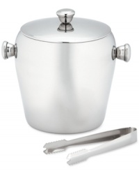 Keep cocktails frosty cold with Gorham's mini ice bucket, featuring brilliant stainless steel with a lid to seal in freshness. Includes tongs. Keep cocktails frosty cold with Gorham's mini ice bucket, featuring brilliant stainless steel with a lid to seal in freshness. Includes tongs.