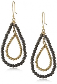 Mizuki 14k Double Tear-Drop Hoop Earrings with Gold and Silver Beads Mizuki 14k Double Tear-Drop Hoop Earrings with Gold and Silver Beads
