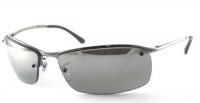 Ray Ban Sunglasses RB3183 Top Bar 004/82 Gunmetal/Grey Polarized Mirror Silver Gradient, 63mm