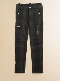 The classically cool cargo pant is rendered in a stylish skinny fit from durable tartan-printed denim.Front button closureWaistband with belt loopsZip flyAngled snap hand pocketsBack patch pocketsZip cargo pocketsCottonMachine washImported The classically cool cargo pant is rendered in a stylish skinny fit from durable tartan-printed denim.Front button closureWaistband with belt loopsZip flyAngled snap hand pocketsBack patch pocketsZip cargo pocketsCottonMachine washImported