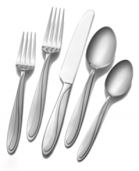 Put a festive twist on casual tables with fresh and playful Chelsea Frost flatware. A raised curve adds definition to each stainless steel place setting and serving utensil. Ideal for entertaining, with service for 8. Put a festive twist on casual tables with fresh and playful Chelsea Frost flatware. A raised curve adds definition to each stainless steel place setting and serving utensil. Ideal for entertaining, with service for 8.