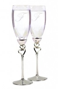 Hortense B. Hewitt Wedding Accessories Entwined Hearts Silver-Plated Champagne Flutes, Set of 2 Hortense B. Hewitt Wedding Accessories Entwined Hearts Silver-Plated Champagne Flutes, Set of 2