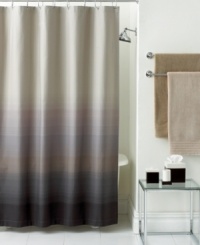 A spectrum of simple, yet elegantly modern tones gives the alluring look of a faded horizon upon this Ombré shower curtain from Hotel Collection. Coordinate with neutral bath accessories for a soft, earthy statement. A spectrum of simple, yet elegantly modern tones gives the alluring look of a faded horizon upon this Ombré shower curtain from Hotel Collection. Coordinate with neutral bath accessories for a soft, earthy statement.